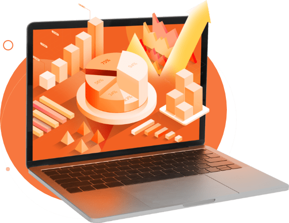 Laptop showing data analytics graphs