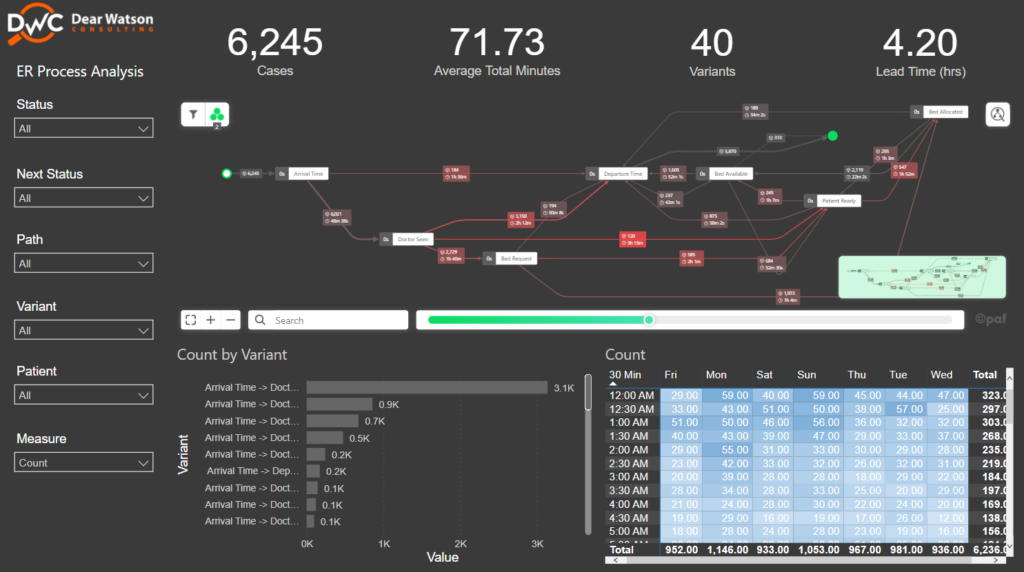 power bi dashboard preview of ER efficiency report